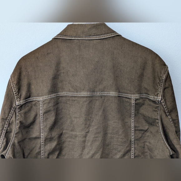 32 Bar Blues Men's Two Pocket Linen Blend Jacket Size Large Brown Zipper EUC - Picture 6 of 16